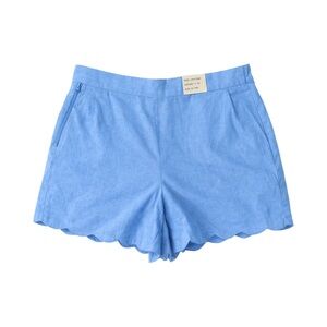 Abercrombie & Fitch‎ Ultra High Rise Linen Scalloped Shorts Blue 33 16R